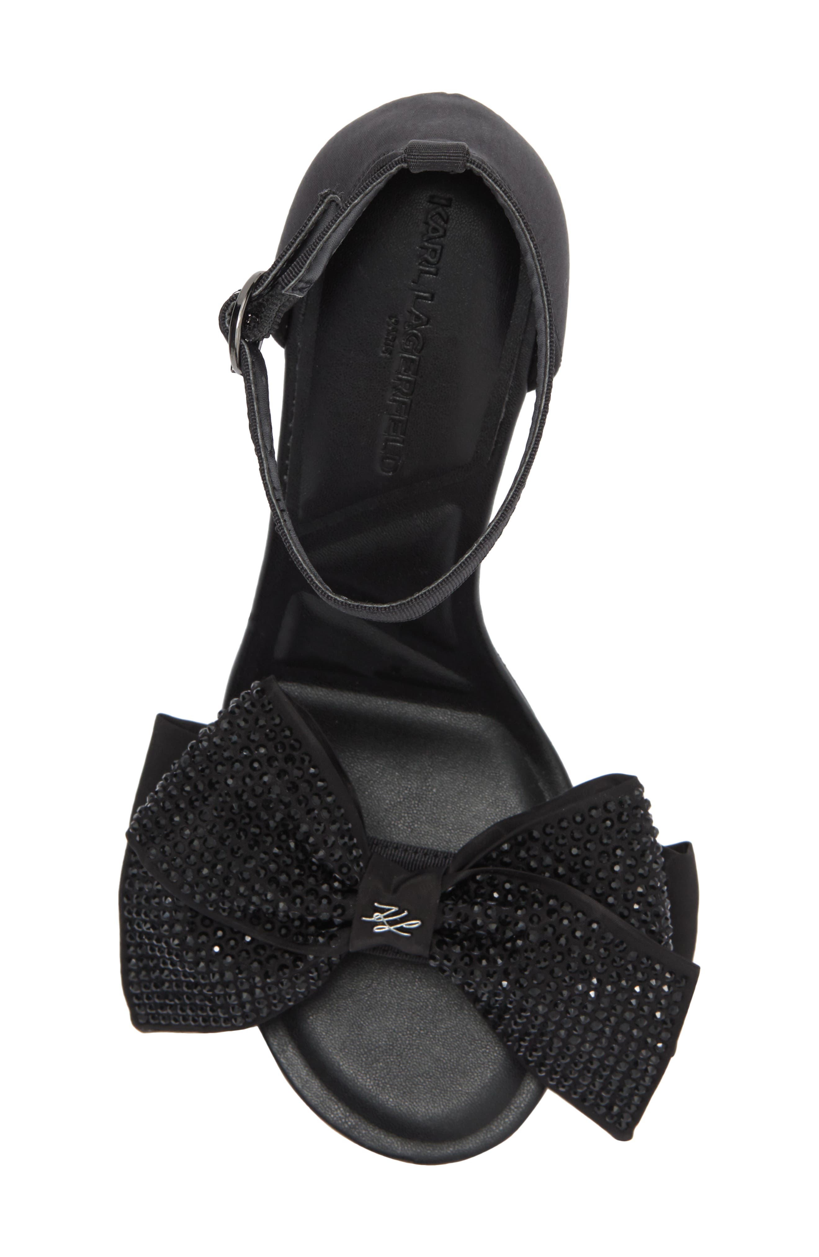 KARL LAGERFELD PARIS Kenz Rhinestone Bow Sandal, Alternate, color, 
