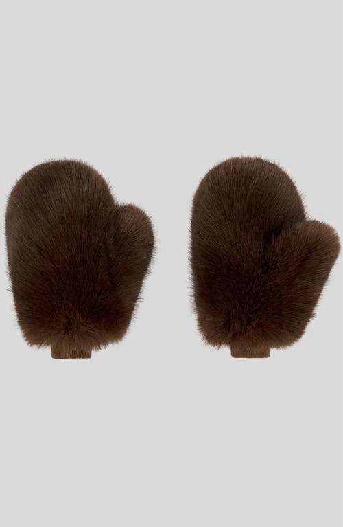 Cynthia Rowley Women's Faux Fur Oversized Mittens In Brown