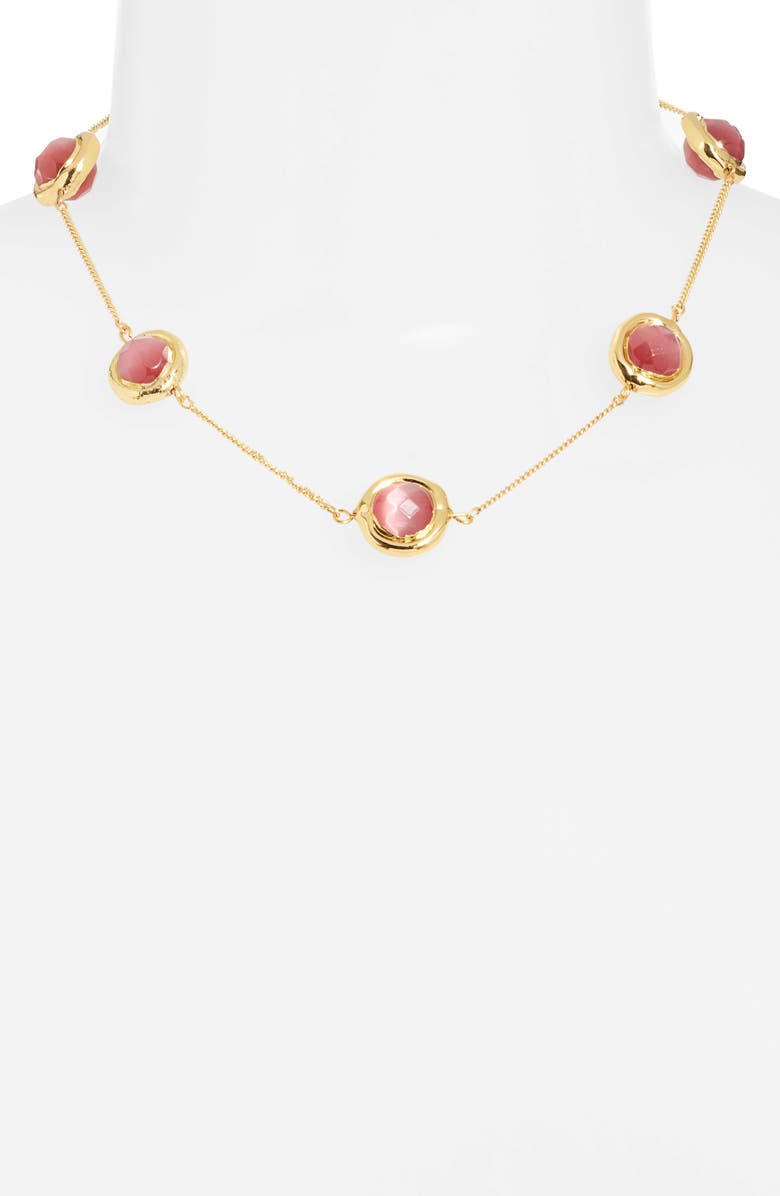 Karine Sultan Crystal Station Necklace, Alternate, color, Gold