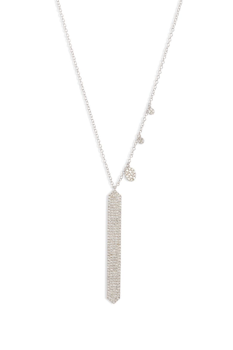 Diamond Pavé Bar Pendant Necklace, Main, color, WHITE GOLD