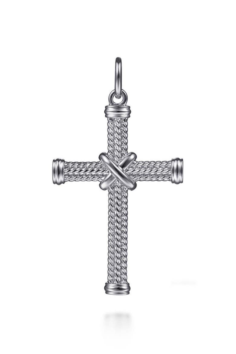 Hampton Sterling Silver Twisted Rope Cross Pendant, Main, color, STERLING SILVER