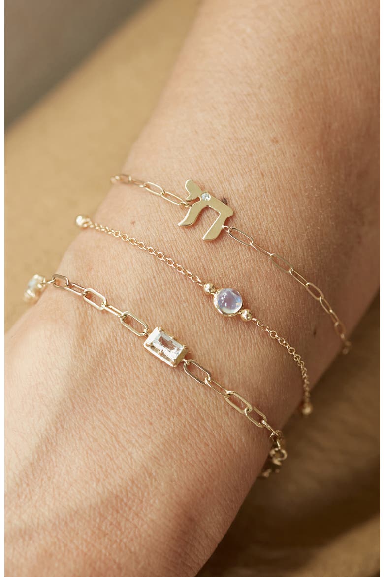 Love Letter Chai Paper Clip Chain Bracelet, Alternate, color, CLEAR