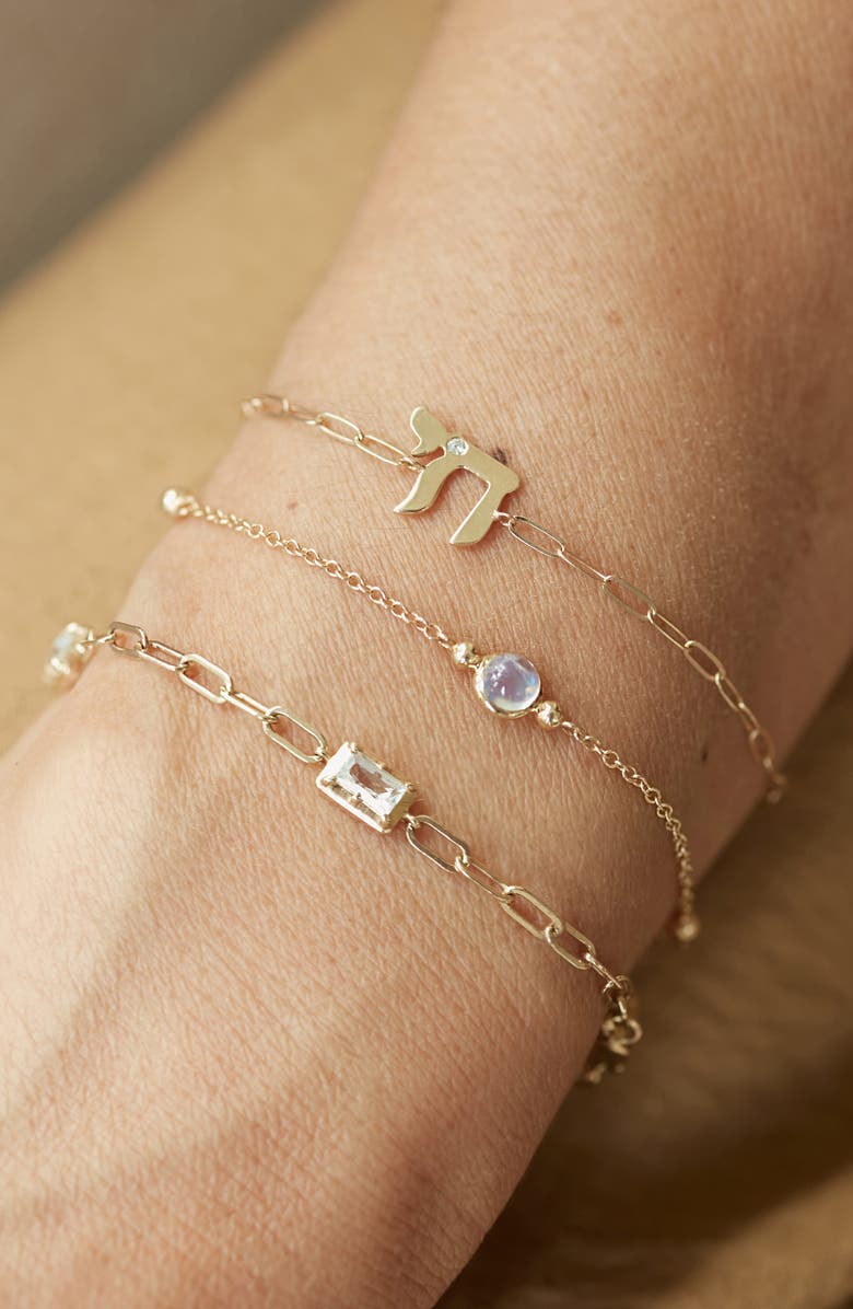 Anzie Love Letter Chai Paper Clip Chain Bracelet, Alternate, color, Clear