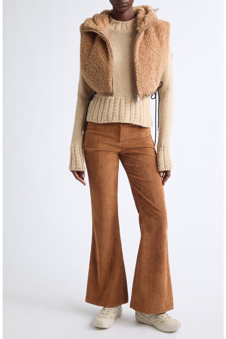 Hooded Faux Fur Bib, Alternate, color, BEIGE