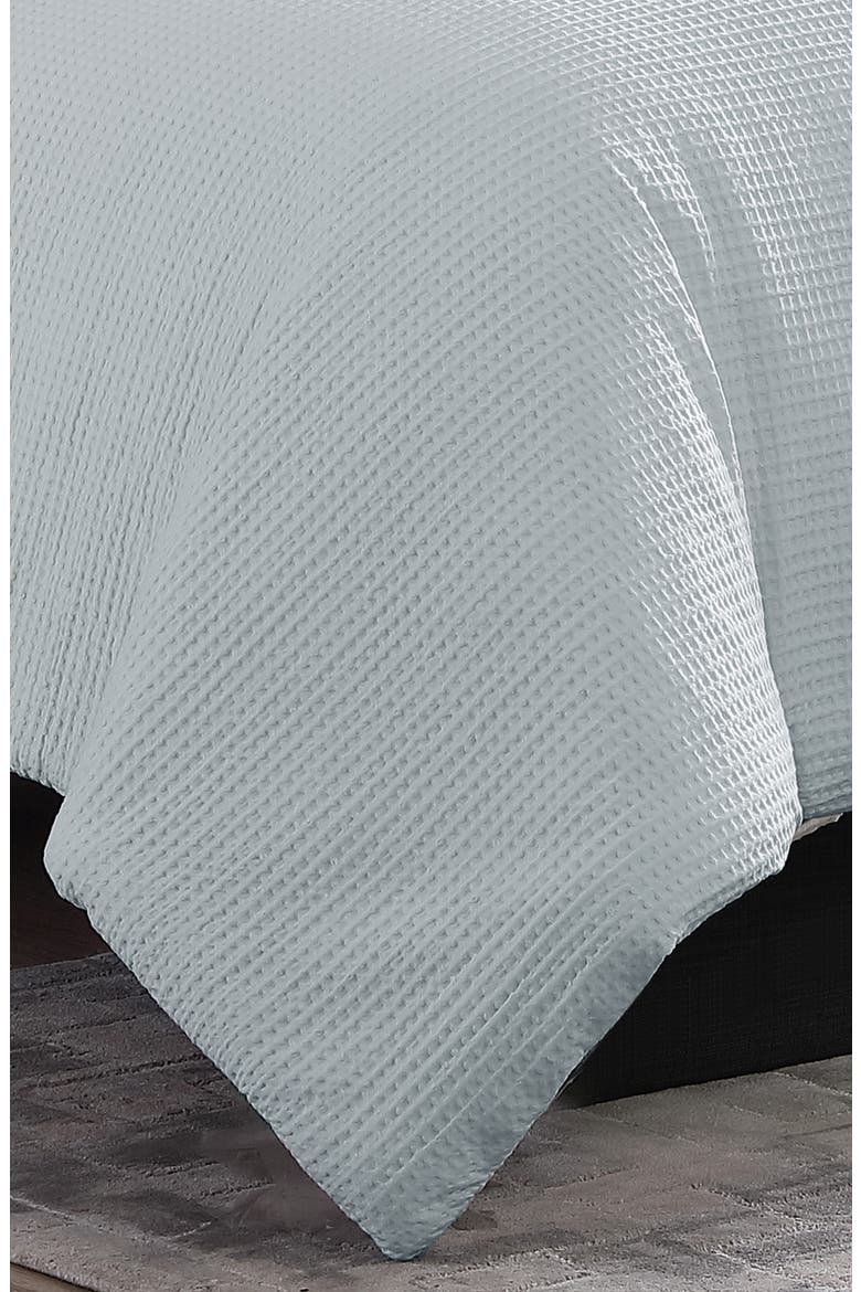 Waffle Piqué Comforter & Shams Set, Alternate, color, CLEAR BLUE