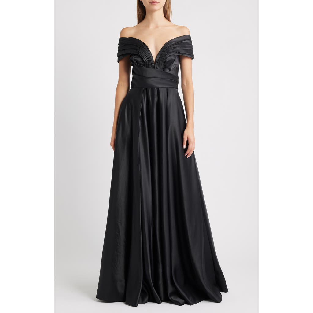 Sonya Moda Elara Plunge Neck Satin Gown in Black  product