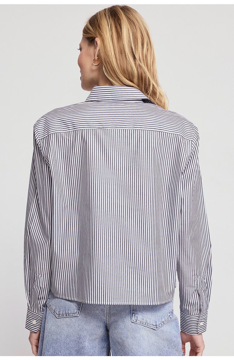 The Shirt by Rochelle Behrens The Long Sleeve Boxy Crop Shirt, Alternate, color, Black/White Stripe