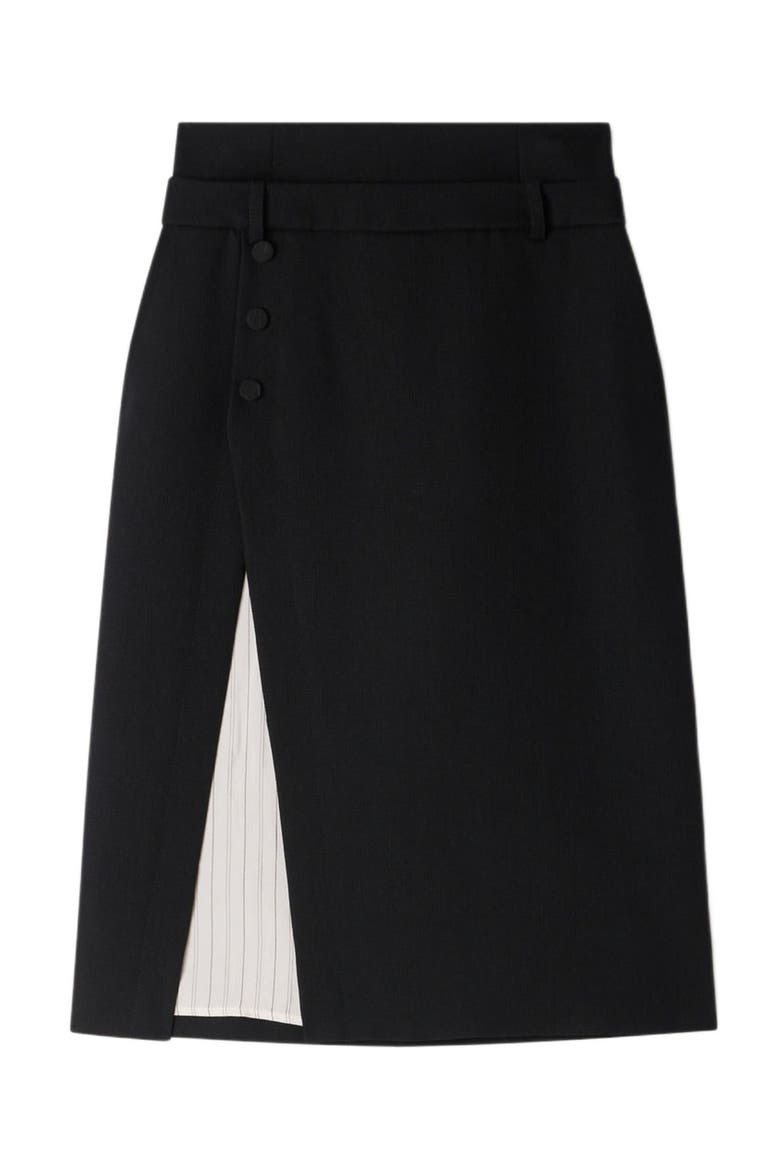 Mid-length slit wool skirt, Alternate, color, Black