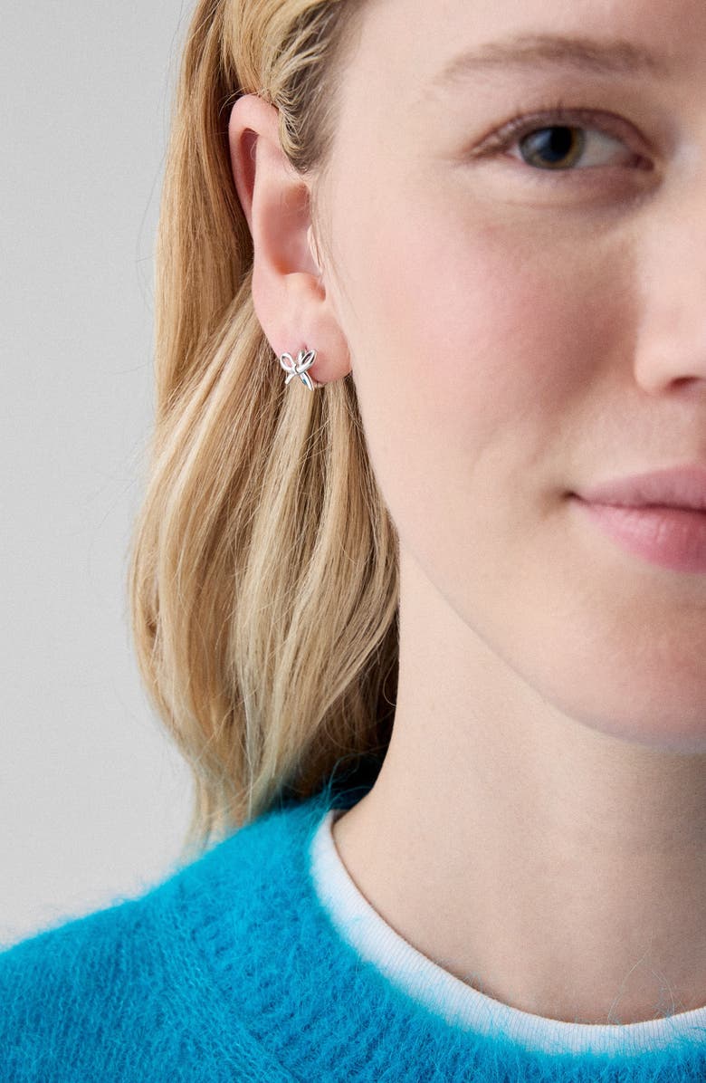 Kate Spade New York bow huggie hoop earrings, Alternate, color, Silver