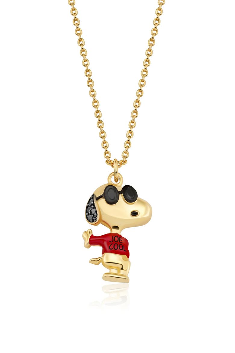 x Peanuts® Joe Cool Pendant Necklace, Main, color, 18KT YELLOW GOLD / CLEAR STONE