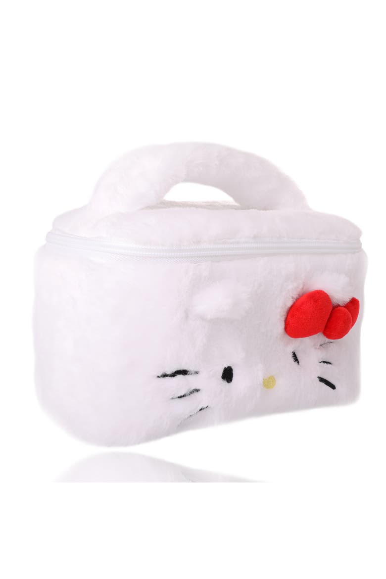 Fluffy Travel Cosmetic Bag, Alternate, color, White