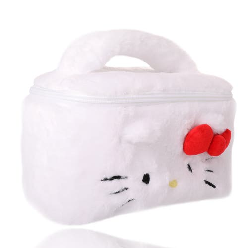 Hello Kitty Fluffy Travel Cosmetic Bag In White