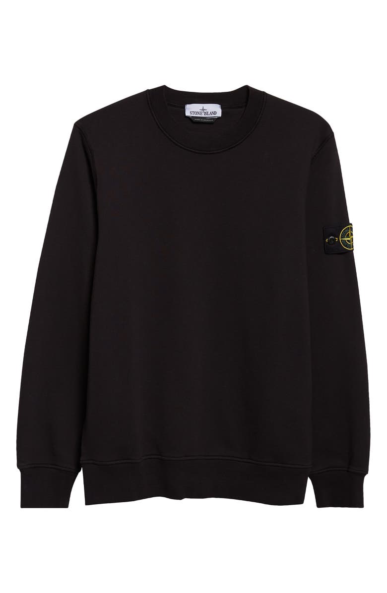 Stone Island Compass Patch Fleece Sweatshirt, Main, color, Black