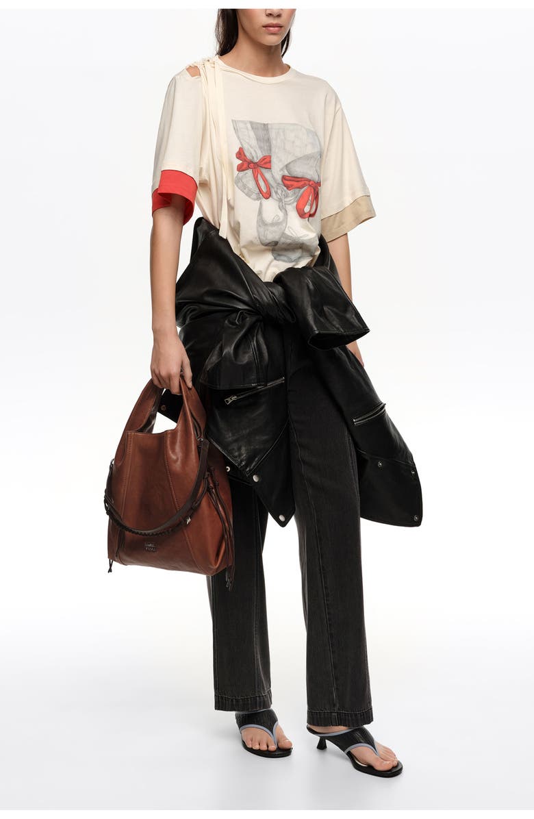 Bimba y Lola Straight Washed Trousers With Topstitching, Alternate, color, Washed Black
