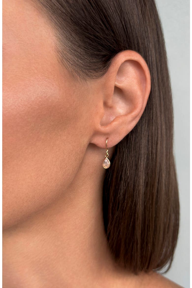 14k Gold Plated Moonstone Pear Drop Earrings, Alternate, color, GOLD/ WHITE