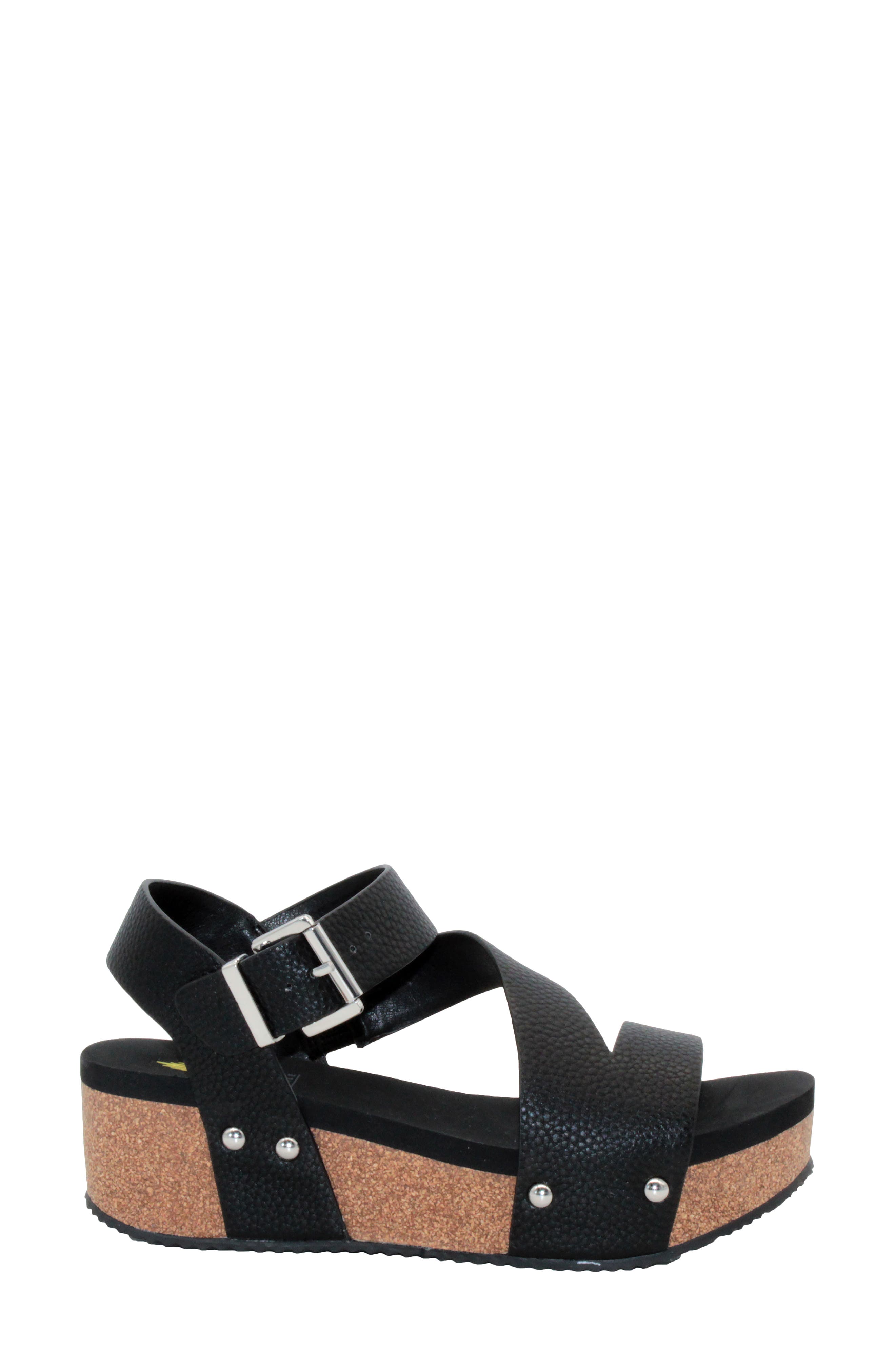 Volatile Biloxi Platform Wedge Sandal, Alternate, color, Black Faux Leather