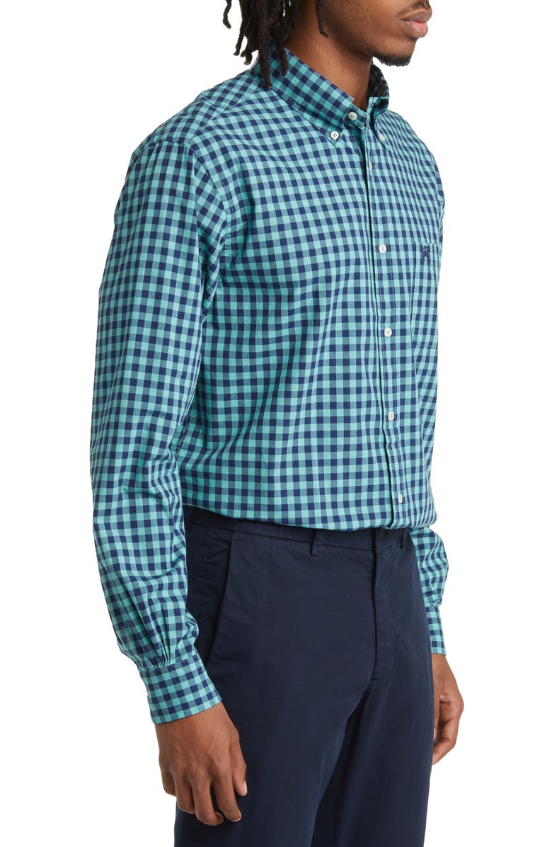 Brooks Brothers Gingham Check Button-Down Shirt, Alternate, color, Ginggreen