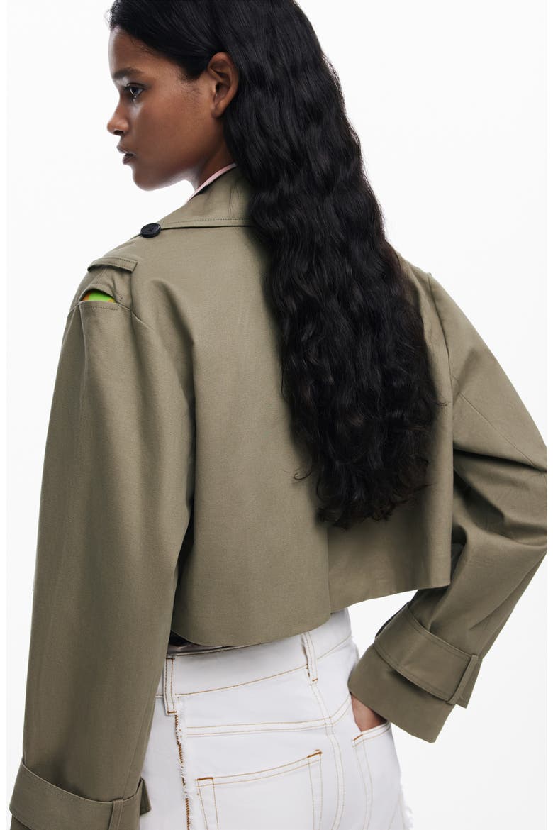 Colorblock Two-Piece Trench Coat, Alternate, color, GREY-GREEN