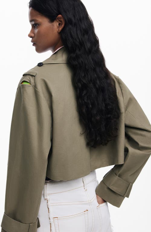 Desigual Colorblock Two-piece Trench Coat In Grey-green
