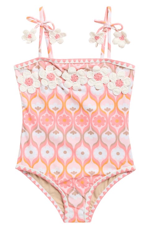 Kids' Summer Sorbet Crochet Floral One-Piece UPF 50+ Swimsuit (Toddler & Little Kid)