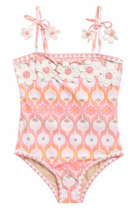 Shade Critters Kids' Summer Sorbet Crochet Floral One-Piece UPF 50+ Swimsuit