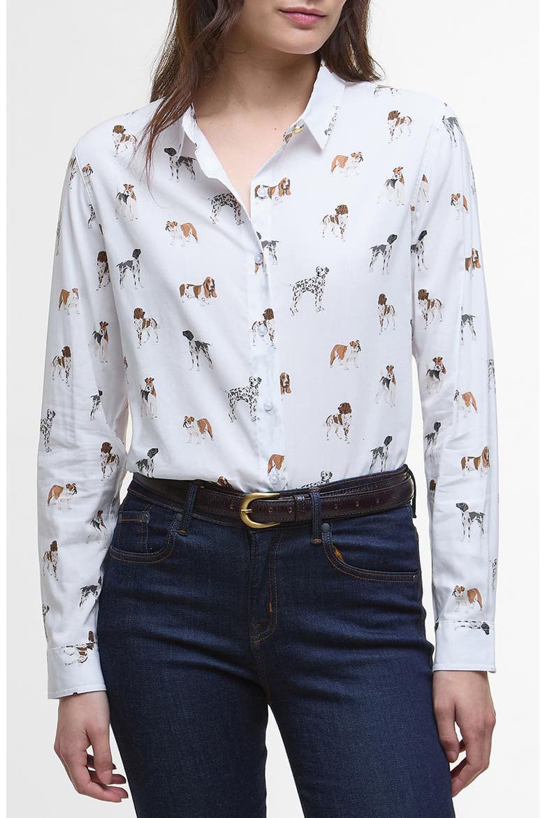 Safari Dog Print Button-Up Shirt, Main, color, DOG PRINT