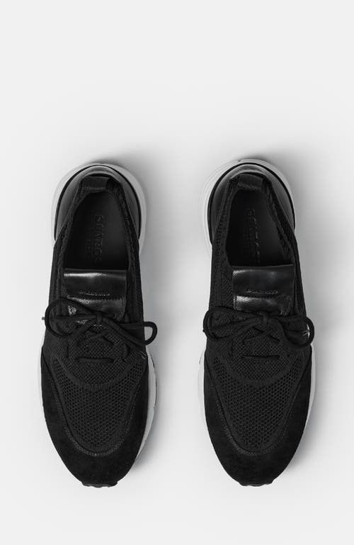 Scarosso Robbie Knitted Lace-up Sneakers In Black