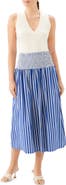 FIFTEEN TWENTY Rhea Smocked Waist Stripe Midi Skirt