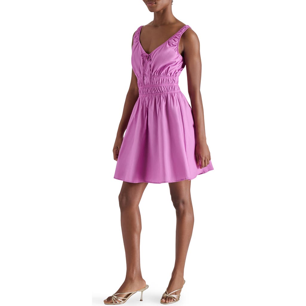 Steve Madden Channeled Waist Cotton Poplin Minidress In Berry