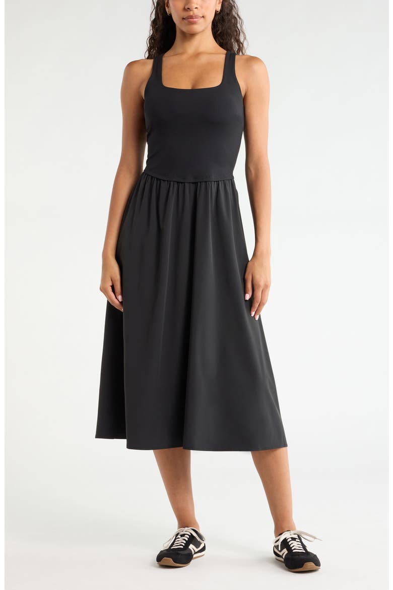 Effortless Sleeveless Midi Dress, Main, color, BLACK