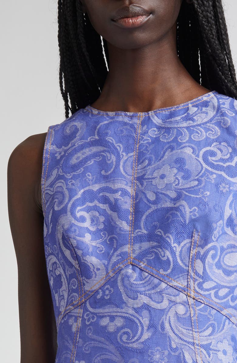 Etro Paisley Denim Sheath Dress, Alternate, color, Multicolour On Pale Blue Base