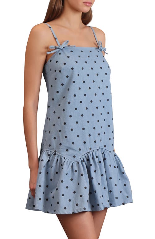 Avec Les Filles Drop Waist Denim Minidress In Gray