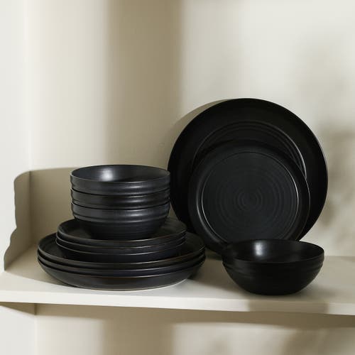 Stone Lain Elio Stoneware 24-piece Dinnerware Set In Black