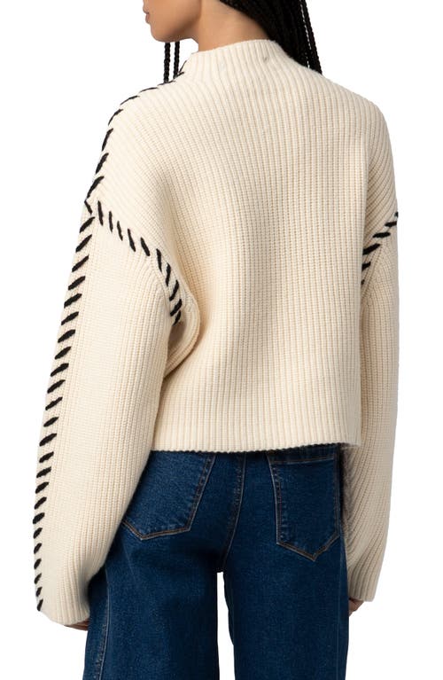 Blanknyc Whip Stitch Mock Neck Sweater In Neutral