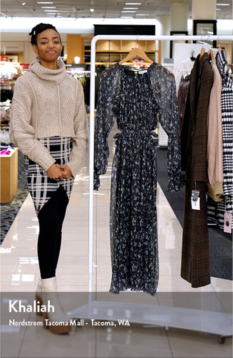 Smocked Cutout Waist Long Sleeve Midi Dress, sales video thumbnail