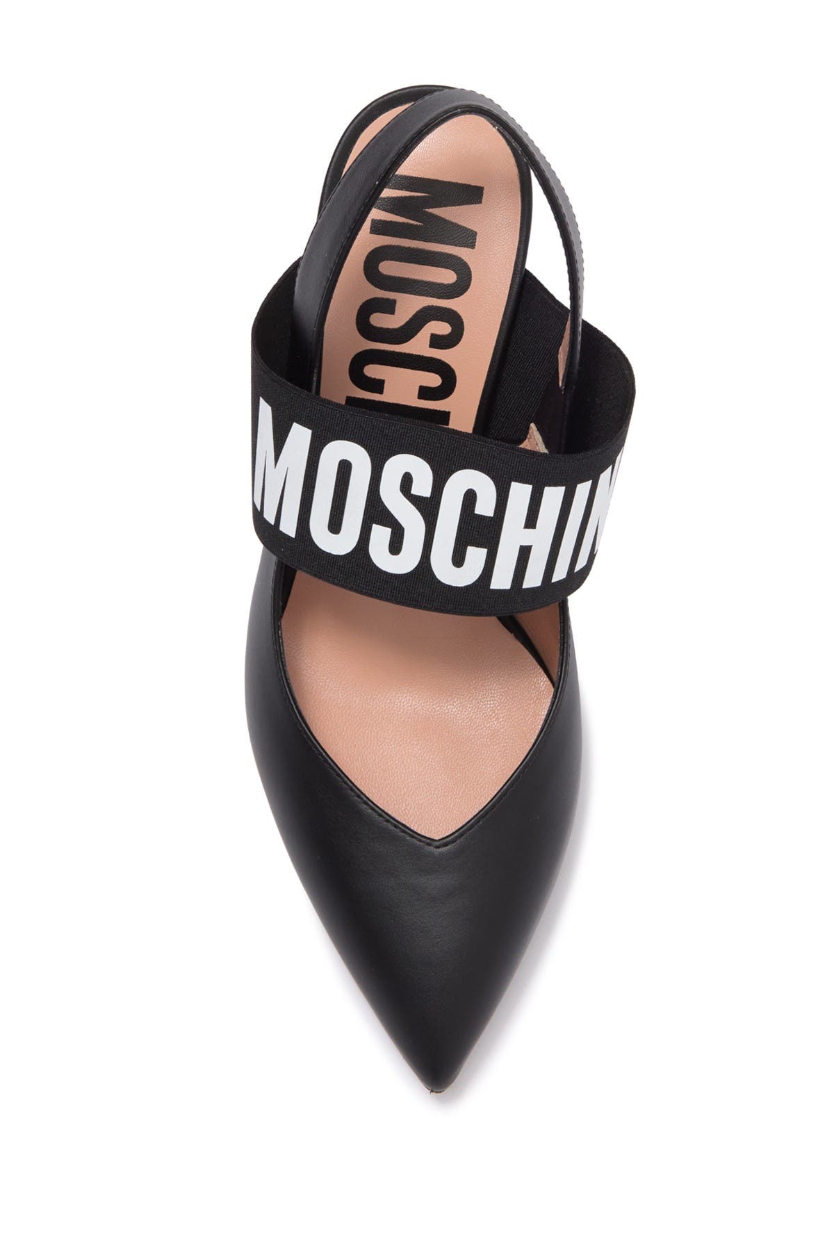 Moschino Logo Strap Leather Stiletto Pump, Alternate, color, 