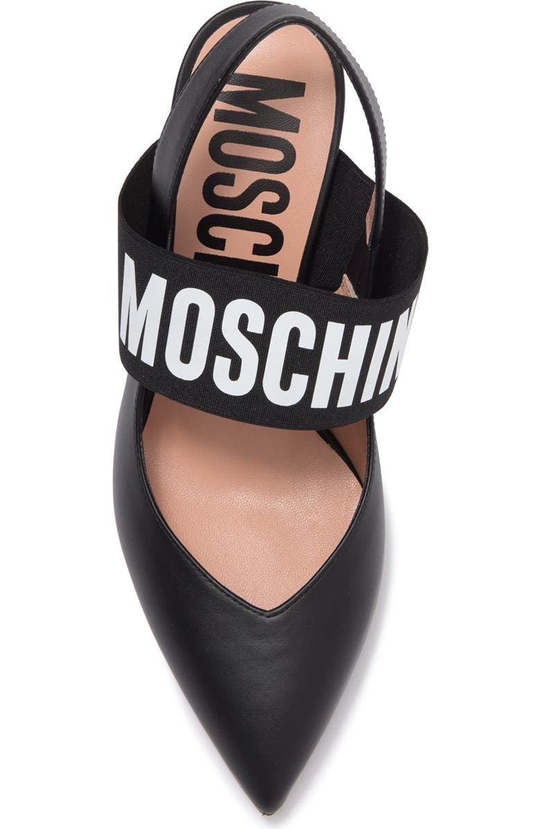 Moschino Logo Strap Leather Stiletto Pump, Alternate, color,