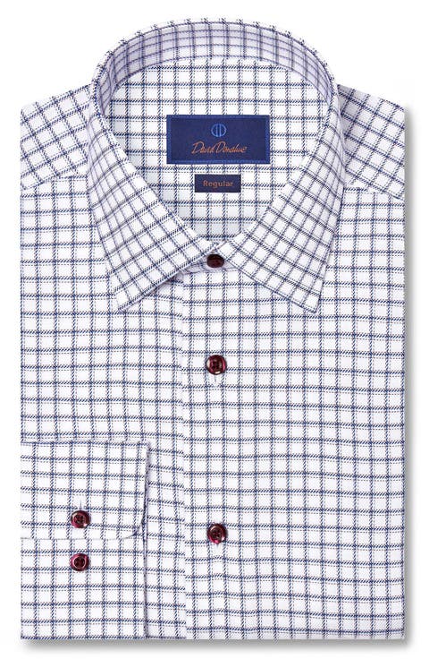 Regular Fit Windowpane Check Cotton Dobby Dress Shirt