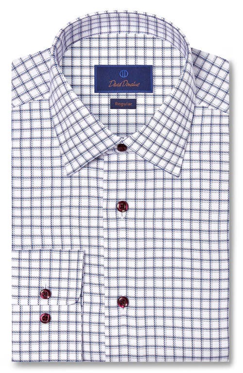 David Donahue Regular Fit Windowpane Check Cotton Dobby Dress Shirt