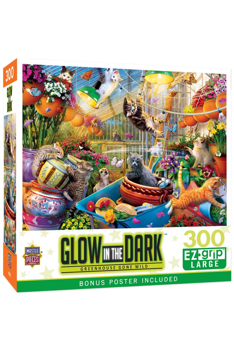 Greenhouse Gone Wild 300pc Glow Puzzle, Main, color, Multicolor