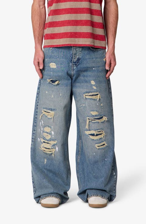Repaired Rave Relaxed Fit Wide Leg Ripped Jeans