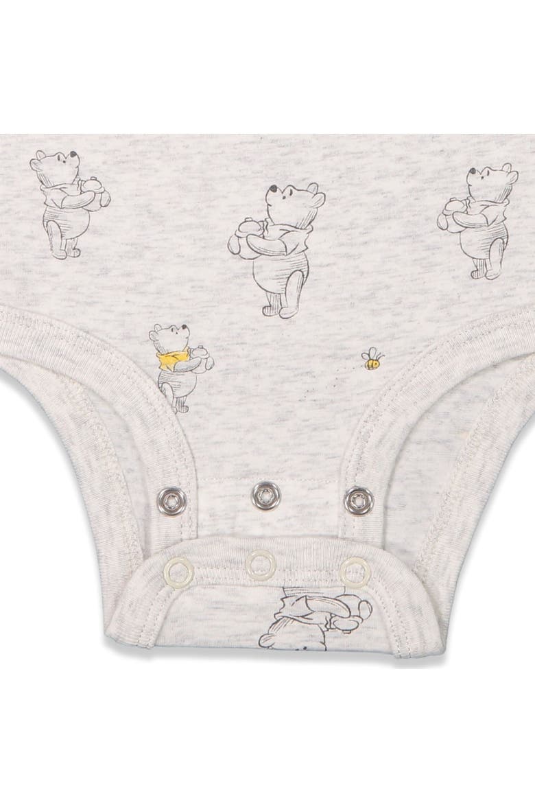 Winnie the Pooh 3-Pack Short Sleeve Bodysuits, Alternate, color, Grey Oatmeal Yellow