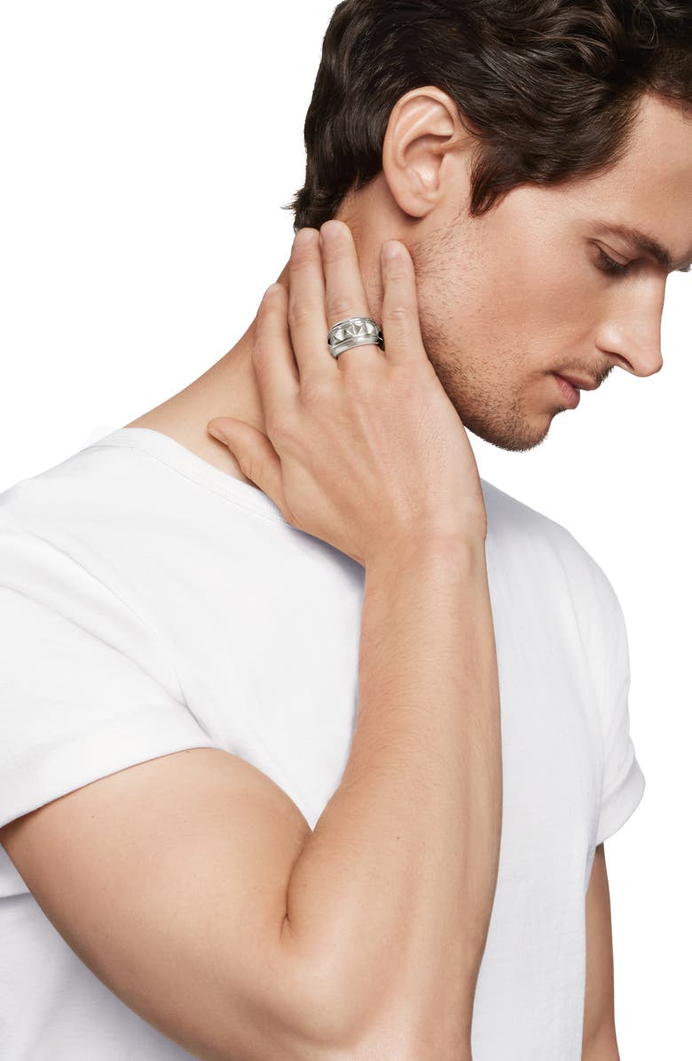 David Yurman Pyramid Signet Ring, Alternate, color, Silver