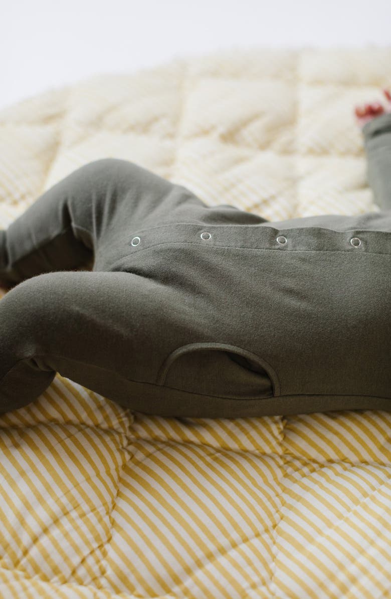 Pehr Essentials Long Sleeve Organic Cotton Romper, Alternate, color, Olive