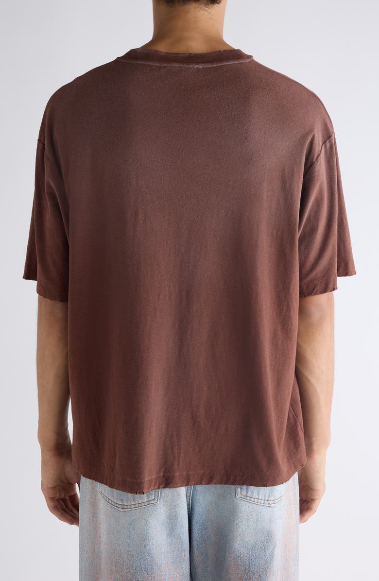 Acne Studios Exford U 1996 Distressed Cotton & Hemp Pocket T-Shirt, Alternate, color, Chocolate Brown