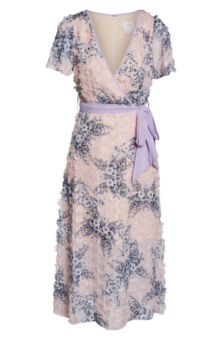 Foxiedox Naima 3D Floral Tea Length Dress, Alternate, color, 