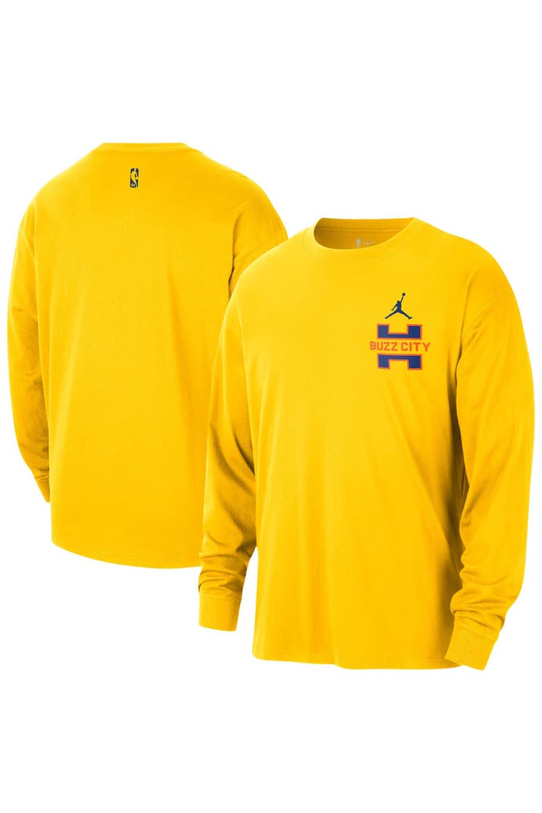 Men's Jordan Brand  Yellow Charlotte Hornets 2025/26 City Edition Remix Essential Logo Long Sleeve T-Shirt, Main, color, Yellow
