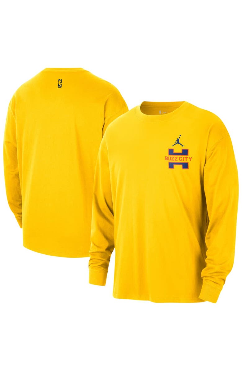 Jordan Brand Men's Jordan Brand  Yellow Charlotte Hornets 2025/26 City Edition Remix Essential Logo Long Sleeve T-Shirt, Main, color, Yellow