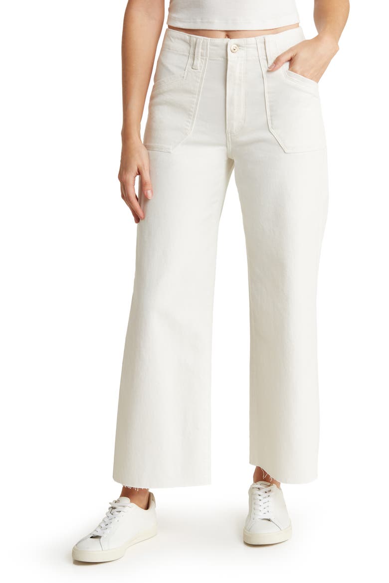 Anessa Raw Hem High Waist Crop Wide Leg Utility Jeans, Main, color, TONALECRU
