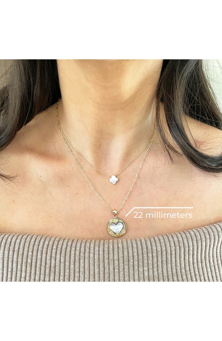 The Lovery Fine Jewelry Mother of Pearl Lace Heart Charm, Alternate, color, Mother Of Pearl